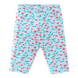 Babyhug Cotton Knit Three Fourth Length Floral Print Leggings Pack of 3 - Red Blue & Purple