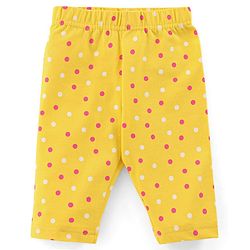 Babyhug Cotton Knit Three Fourth Length Stars & Polka Dots Printed Leggings Pack of 3 - Pink Yellow & Blue