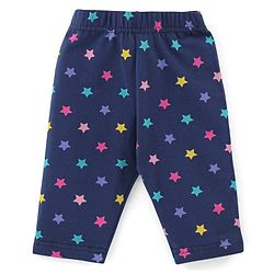 Babyhug Cotton Knit Three Fourth Length Stars & Polka Dots Printed Leggings Pack of 3 - Pink Yellow & Blue
