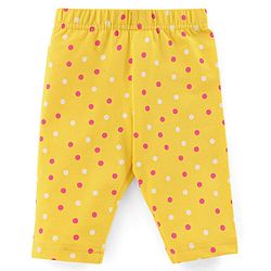 Babyhug Cotton Knit Three Fourth Length Stars & Polka Dots Printed Leggings Pack of 3 - Pink Yellow & Blue
