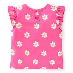 Babyhug 100% Cotton Knit Half Sleeves T-Shirts with Floral Graphics & Frill Detailing Pack Of 3 - Multicolor
