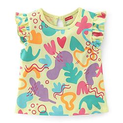 Babyhug 100% Cotton Knit Half Sleeves T-Shirts with Floral Graphics & Frill Detailing Pack Of 3 - Multicolor