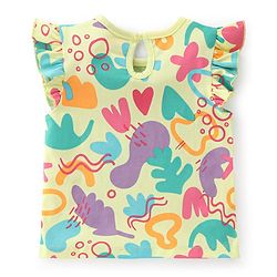 Babyhug 100% Cotton Knit Half Sleeves T-Shirts with Floral Graphics & Frill Detailing Pack Of 3 - Multicolor