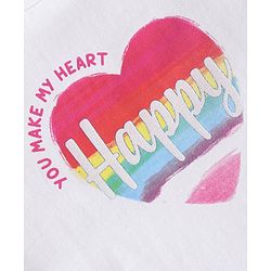 Babyhug 100% Cotton Knit Half Sleeves Top With  Text Print  - White