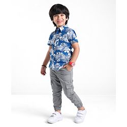Babyhug 100% Cotton Woven Half Sleeves Shirt Tropical Theme - Blue