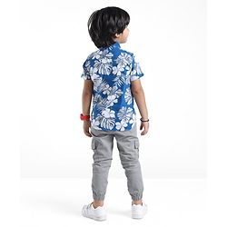 Babyhug 100% Cotton Woven Half Sleeves Shirt Tropical Theme - Blue