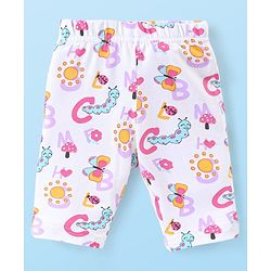 Babyhug Knit Three Fourth Leggings Bugs Print & Solid Pack of 3 - Multicolour