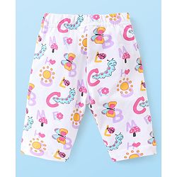 Babyhug Knit Three Fourth Leggings Bugs Print & Solid Pack of 3 - Multicolour