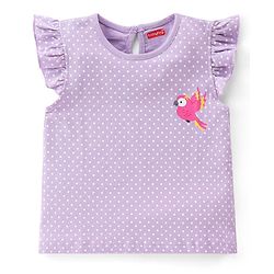 Babyhug Cotton Knit Frill Sleeves Polka Dots & Birds Printed T-Shirts Pack of 3 - Multicolour