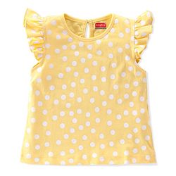 Babyhug 100% Cotton Frill Sleeves Tops with Floral Graphics Pack of 3 - Purple Green & Yellow