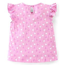 Babyhug 100% Cotton Knit Frill Sleeves Tops with Floral Graphics Pack Of 3 - Pink Navy Blue & Yellow