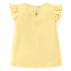 Babyhug 100% Cotton Knit Frill Sleeves Tops with Floral Graphics Pack Of 3 - Pink Navy Blue & Yellow