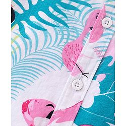 Babyhug 100% Cotton Woven Half Sleeves Regular Collar Shirt With Flamingo Print- Multicolor