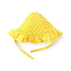 Babyhug 100% Cotton Knit Polka Dot Print Cap- Yellow