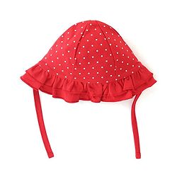 Babyhug 100% Cotton Knit Baby Cap With Polka Dot Print - Red