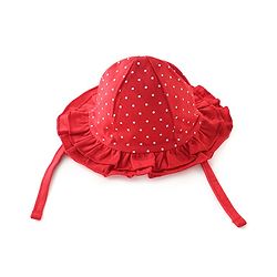 Babyhug 100% Cotton Knit Baby Cap With Polka Dot Print - Red