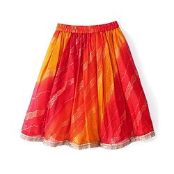 Babyhug Woven Half Sleeves Kotta Printed Choli & Lehenga Set with Dupatta & Border Detailing - Orange
