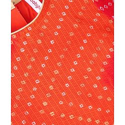 Babyhug Woven Half Sleeves Kotta Printed Choli & Lehenga Set with Dupatta & Border Detailing - Orange