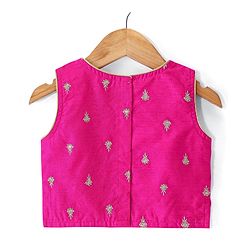 Babyhug Woven Sleeveless Choli With Lehenga & Dupatta Set Floral Embroidery - Pink