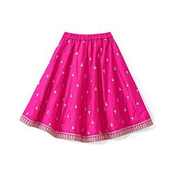 Babyhug Woven Sleeveless Choli With Lehenga & Dupatta Set Floral Embroidery - Pink