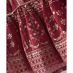 Babyhug Woven Sleeveless Gold Floral Printed Kurti Chudidar and Dupatta Set - Maroon