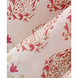 Babyhug Woven Sleeveless Embroidered Choli With Foil Printed Lehenga & Dupatta Set - White & Pink