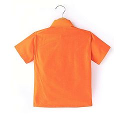 Babyhug Woven Half Sleeves Shirt & Mundu Set Solid Color - Orange
