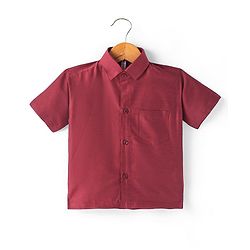 Babyhug Woven Half Sleeves Shirt & Mundu Set Solid Colour - Red