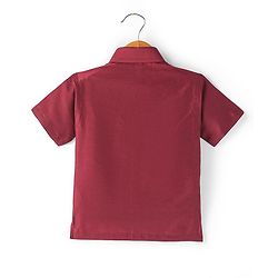 Babyhug Woven Half Sleeves Shirt & Mundu Set Solid Colour - Red