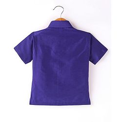 Babyhug Woven Half Sleeves Shirt & Mundu Set Solid Color - Blue