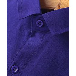 Babyhug Woven Half Sleeves Shirt & Mundu Set Solid Color - Blue