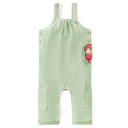 Babyhug Cotton Knit Dungaree with Full Sleeves Inner Tee Scenery Print - Pink & Green