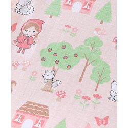 Babyhug Cotton Knit Dungaree with Full Sleeves Inner Tee Scenery Print - Pink & Green