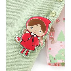 Babyhug Cotton Knit Dungaree with Full Sleeves Inner Tee Scenery Print - Pink & Green