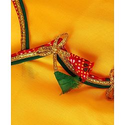 Babyhug Woven Full Sleeves Jamna Set with Forehead Cap & Waistband- Yellow