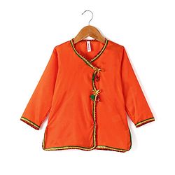 Babyhug Woven Full Sleeves Jamna Set with Forehead Cap & Waistband- Orange