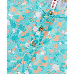 Babyhug Cotton Woven Full Sleeves Kurta Pyjama Set Printed - Blue & White