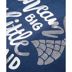 Babyhug Cotton Knit Frill Sleeves Text Graphics Top - Navy Blue