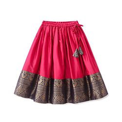 Babyhug Half Sleeves Choli & Pattu Pavada Lehenga  with Dupatta Set Foil Printed - Fuchsia