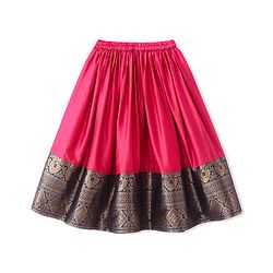 Babyhug Half Sleeves Choli & Pattu Pavada Lehenga  with Dupatta Set Foil Printed - Fuchsia