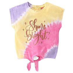 Babyhug Cotton Knit Half Sleeves Tie & Dye Top Text Print with Front Knot- Multicolour