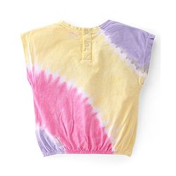 Babyhug Cotton Knit Half Sleeves Tie & Dye Top Text Print with Front Knot- Multicolour