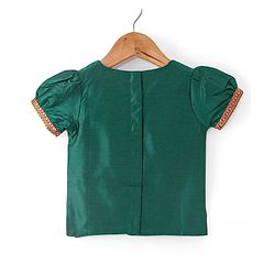 Babyhug Half Sleeves Choli & Pattu Pavada Lehenga  with Dupatta Set Foil Printed - Green