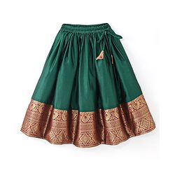 Babyhug Half Sleeves Choli & Pattu Pavada Lehenga  with Dupatta Set Foil Printed - Green