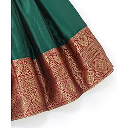 Babyhug Half Sleeves Choli & Pattu Pavada Lehenga  with Dupatta Set Foil Printed - Green