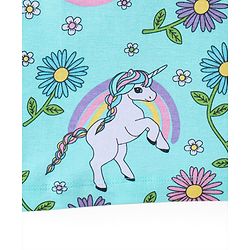 Babyhug Cotton Knit Half Sleeves Top with Unicorn Graphics Print - Light Blue