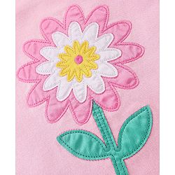 Babyhug 100% Cotton Knit Sleeveless Top With Floral Graphics & Frill Detailing - Pink