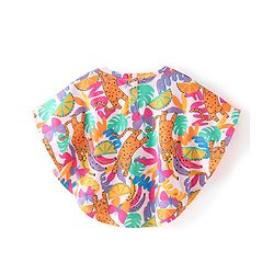 Babyhug Cotton Knit Half Sleeves Kitty & Tropical Printed Top - Multicolour