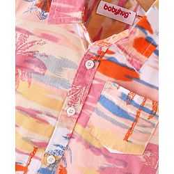 Babyhug Cotton Woven  Half Sleeves Shirt Beach Theme Print - Multicolour