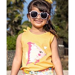 Babyhug Cotton Knit Sleeveless Top with Reversible Sequins Detailing - Yellow